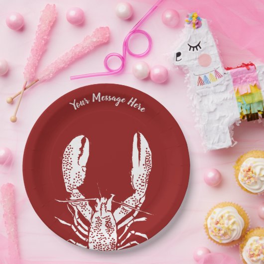 Rood- en witkreeft, gepersonaliseerd papieren bordje (Feest)