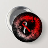 Rood- en witlintrukhart ronde button 7,6 cm (Voorkant /achterkant)