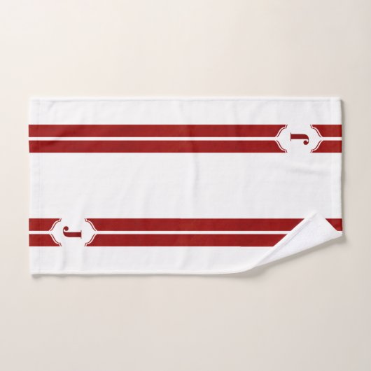 Rood- en witmonogram streep bad handdoek (Handdoek)
