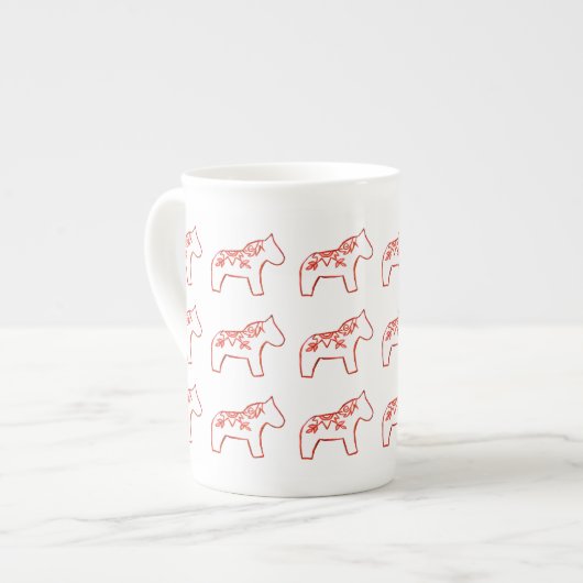 Rood- en witpaarden Bone China Mok (Voorkant links)
