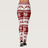 Rood- en witrendieren en snowflakes kerst leggings (Achterkant)