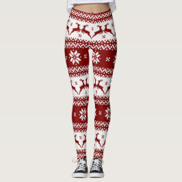 Rood- en witrendieren en snowflakes kerst leggings