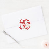 Rood- en witringen ronde sticker (Envelop)
