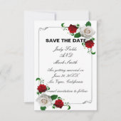 Rood- en witrozen kersthuwelijk sparen de datum aankondiging (Voorkant)