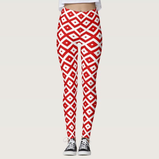 Rood- en witruitpatroon leggings (Voorkant)