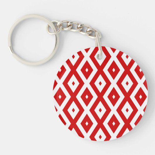 Rood- en witruitpatroon sleutelhanger (Voorkant)