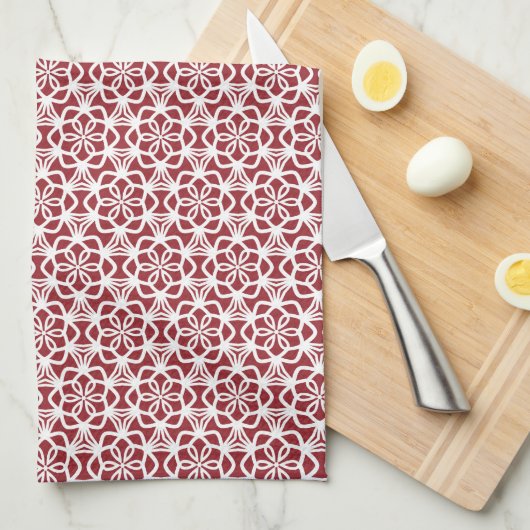 Rood- en witsopflake Lace Kitchen Towel Theedoek (Quarter Fold)