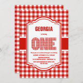 Rood- en witte buffels 1e verjaardag kaart (Voorkant / Achterkant)