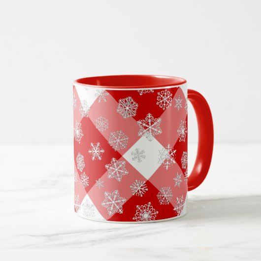 Rood- en witte buffels, geplakt met sneeuwvlokken mok (Voorkant rechts)
