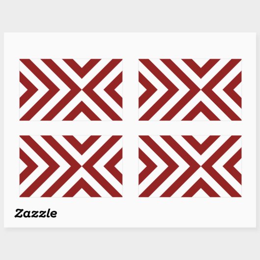 Rood- en witte Chevrons Rechthoekige Sticker (Vel)