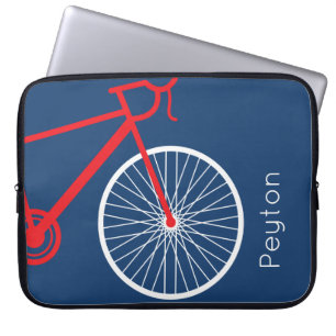 Rood- en witte fiets laptop sleeve