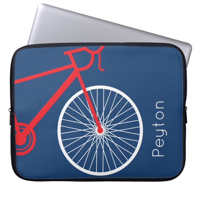 Rood- en witte fiets laptop sleeve (Voorkant)