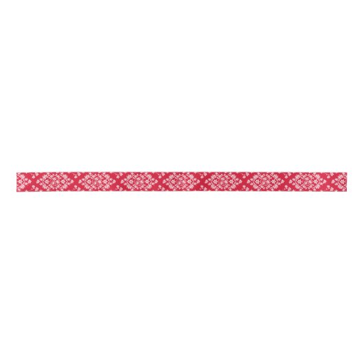 Rood- en witte Floral Damask Ribbon Lint (Voorkant)