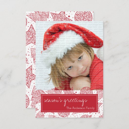 Rood- en witte kerstfeestdag — Fotokaart Kaart (Voorkant / Achterkant)