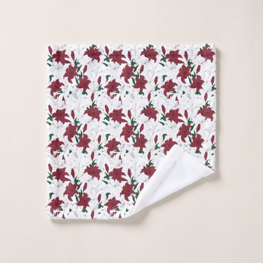 Rood- en witte kerstgalgen bad handdoek (Wasdoekje)