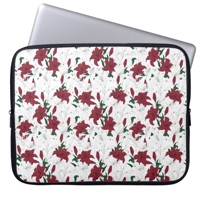 Rood- en witte kerstgalgen laptop sleeve (Voorkant)