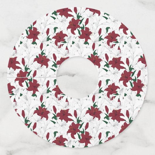 Rood- en witte kerstgalgen wijnglaslabel (Voorkant)