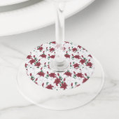 Rood- en witte kerstgalgen wijnglaslabel (Dichtbij)