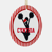 Rood- en witte kerstkopleider in Santa Hat Keramisch Ornament (Rechts)