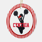 Rood- en witte kerstkopleider in Santa Hat Keramisch Ornament (Links)