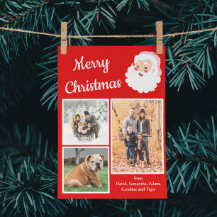 Rood en witte kerstman Foto met kerstmis Feestdagenkaart