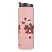 Rood- en witte kerstsnoepriet en aangepaste naam thermosbeker (Geroteerd rechts)