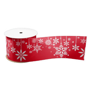Rood- en witte kerstsnowflakes lint