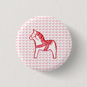 Rood- en witte paarden ronde button 3,2 cm
