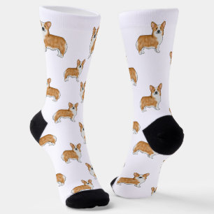 Rood en Witte Pembroke Welsh Corgi Hond Kunstpatro Sokken