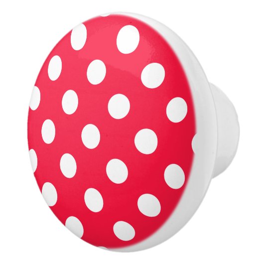 Rood- en witte poka-punten knop/drawer keramische knop (Rechts)