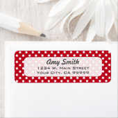 Rood- en witte poka-punten retourneert adreslabels etiket (Insitu)