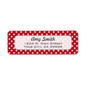 Rood- en witte poka-punten retourneert adreslabels etiket (Voorkant)