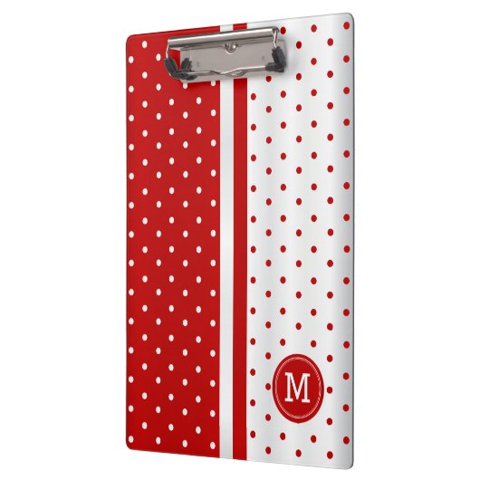 Rood- en witte pooldots - Monogram Klembord (Links)