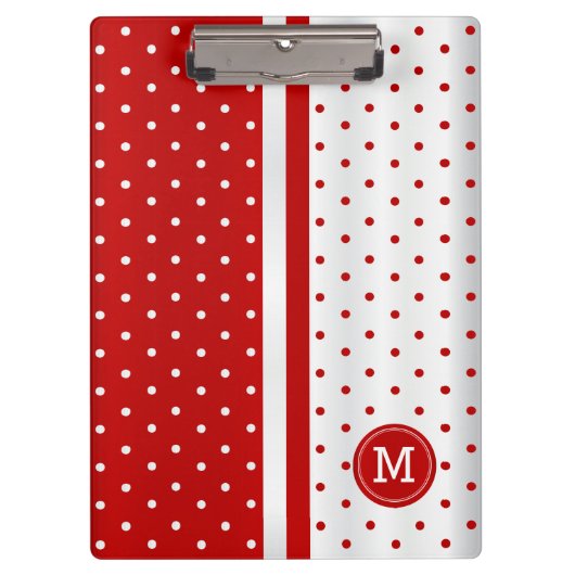 Rood- en witte pooldots - Monogram Klembord (Voorkant)