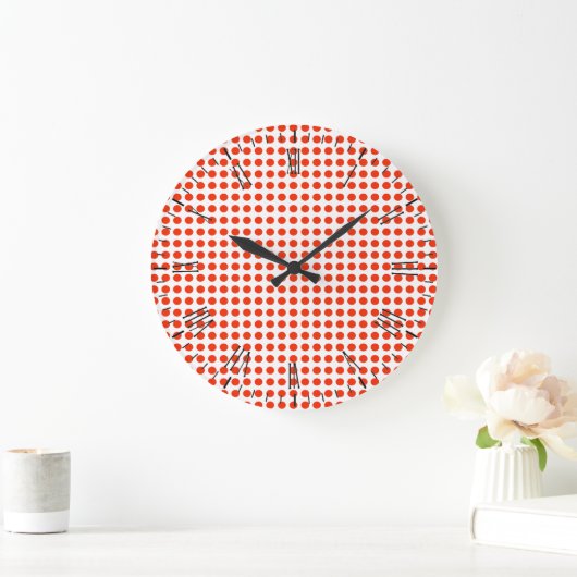 Rood- en witte pooldots, wandklok grote klok (Huis)