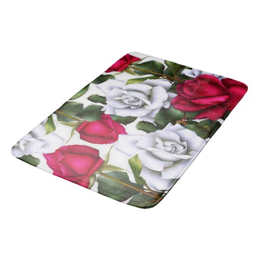 Rood- en witte rozen Shabby Chic Rustic Modern Gla Badmat (Gekanteld)