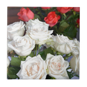 Rood- en witte rozen tegeltje