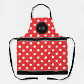 Rood en witte stip met zwarte monogram schort (Voorkant)