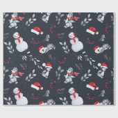 Rood- en wittebachenpinguïns en Snowmen Cadeaupapier (Vlak)