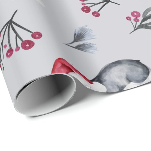 Rood- en wittebachenpinguïns en Snowmen Silver Cadeaupapier (Rol Hoek)