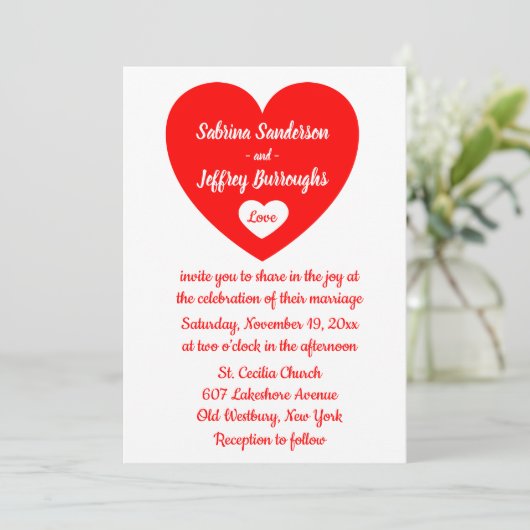 Rood- en witteharthuwelijk kaart (Staand voorkant)