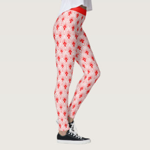 Rood- en wittekendecopatroonpatroon Leggings
