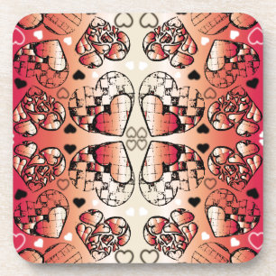 Rood- en wittekruid-Romantisch hartenpatroon Bier Onderzetter