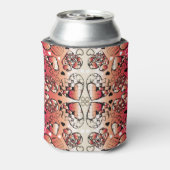 Rood- en wittekruid-Romantisch hartenpatroon Blikjeskoeler (Blikje Achterkant)