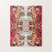 Rood- en wittekruid-Romantisch hartenpatroon Legpuzzel (Verticaal)