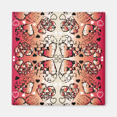 Rood- en wittekruid-Romantisch hartenpatroon Magneet (Voorkant)