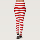 Rood- en wittestrepen met kerstkerst op feestdag leggings (Achterkant)
