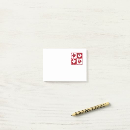 Rood- en wittewitkuikens post-it® notes (Op bureau)