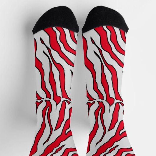 Rood- en wittijgerstrepen — dierlijke afdruk sokken (Top)