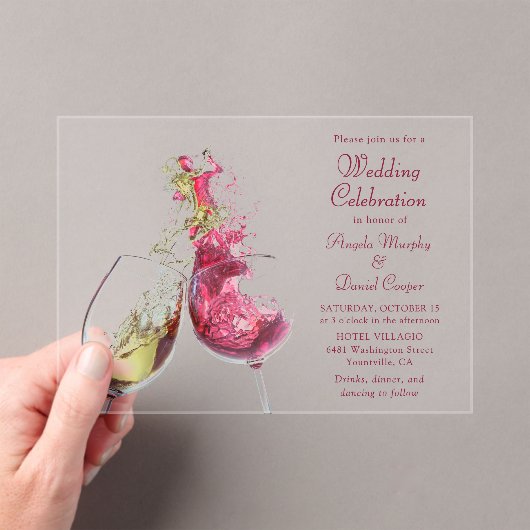 Rood- en wittwijdenweddenschap acryl uitnodigingen (Insitu (Draagbaar))